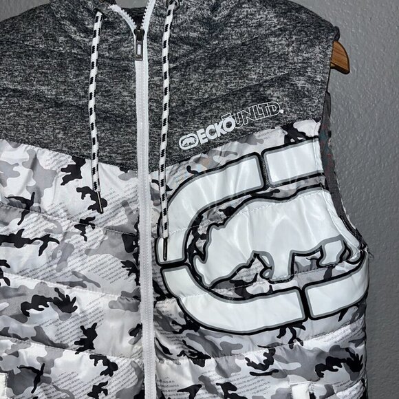ECKO UNLIMITED. Logo Hooded Puffer Vest - Streetwear Skater  EUC - Men's Small - Picture 3 of 10